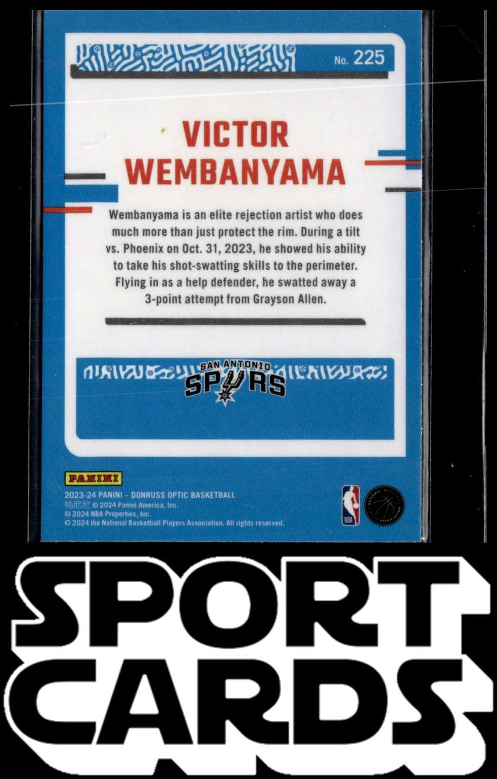 2023-24 Donruss Optic #225 Victor Wembanyama SportCards.com