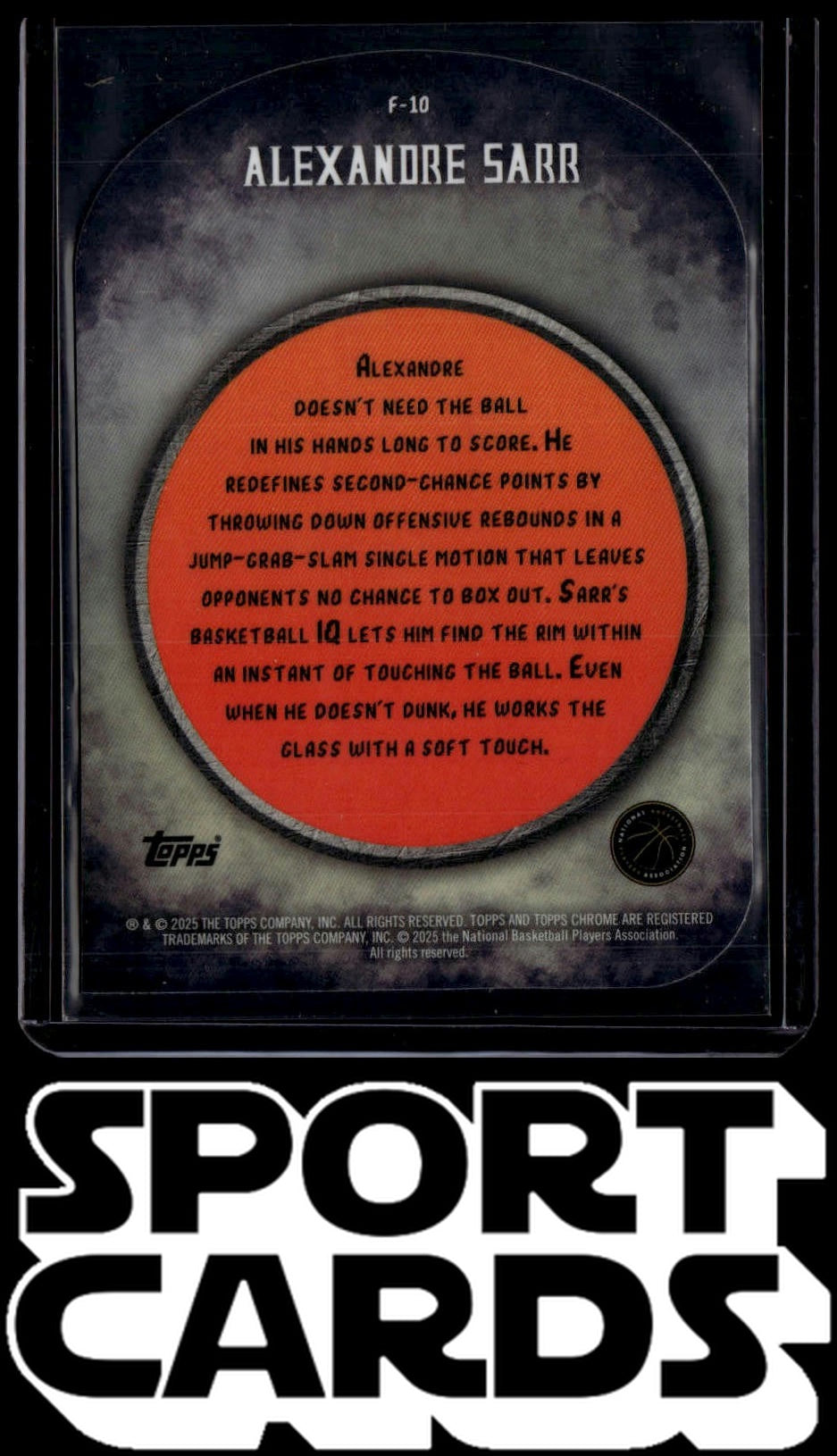 2024-25 Finest #F-10 Alexandre Sarr Finishers SportCards.com