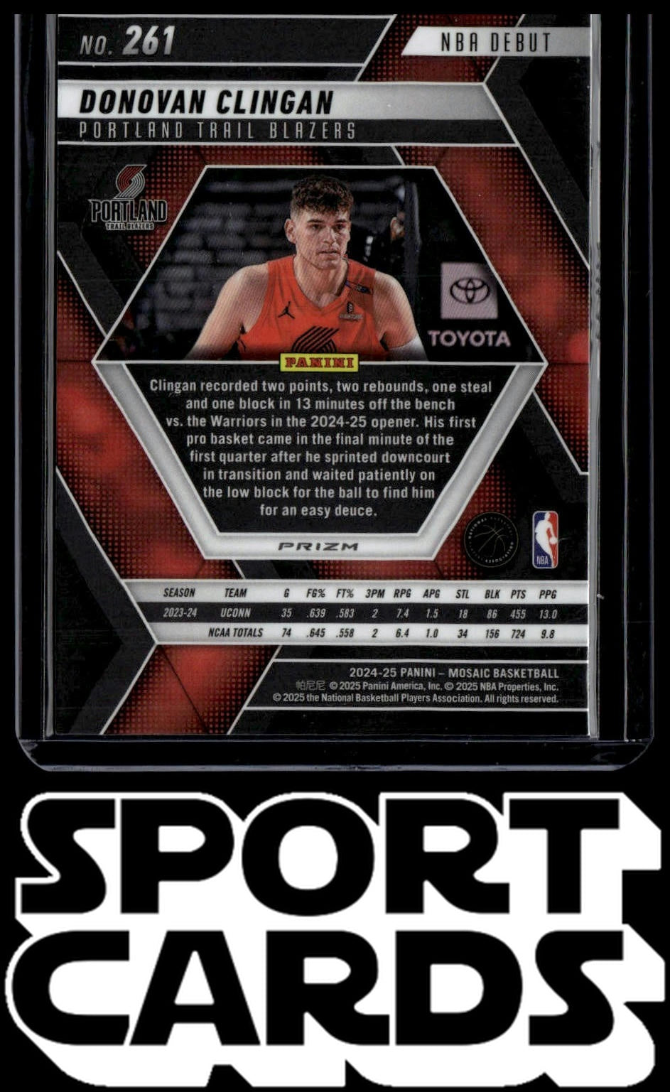 2024-25 Panini Mosaic #261 Donovan Clingan SportCards.com
