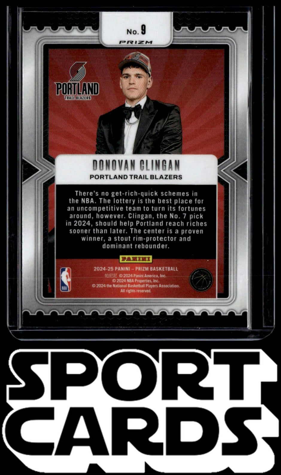 2024-25 Panini Prizm #9 Donovan Clingan Luck of the Lottery SportCards.com
