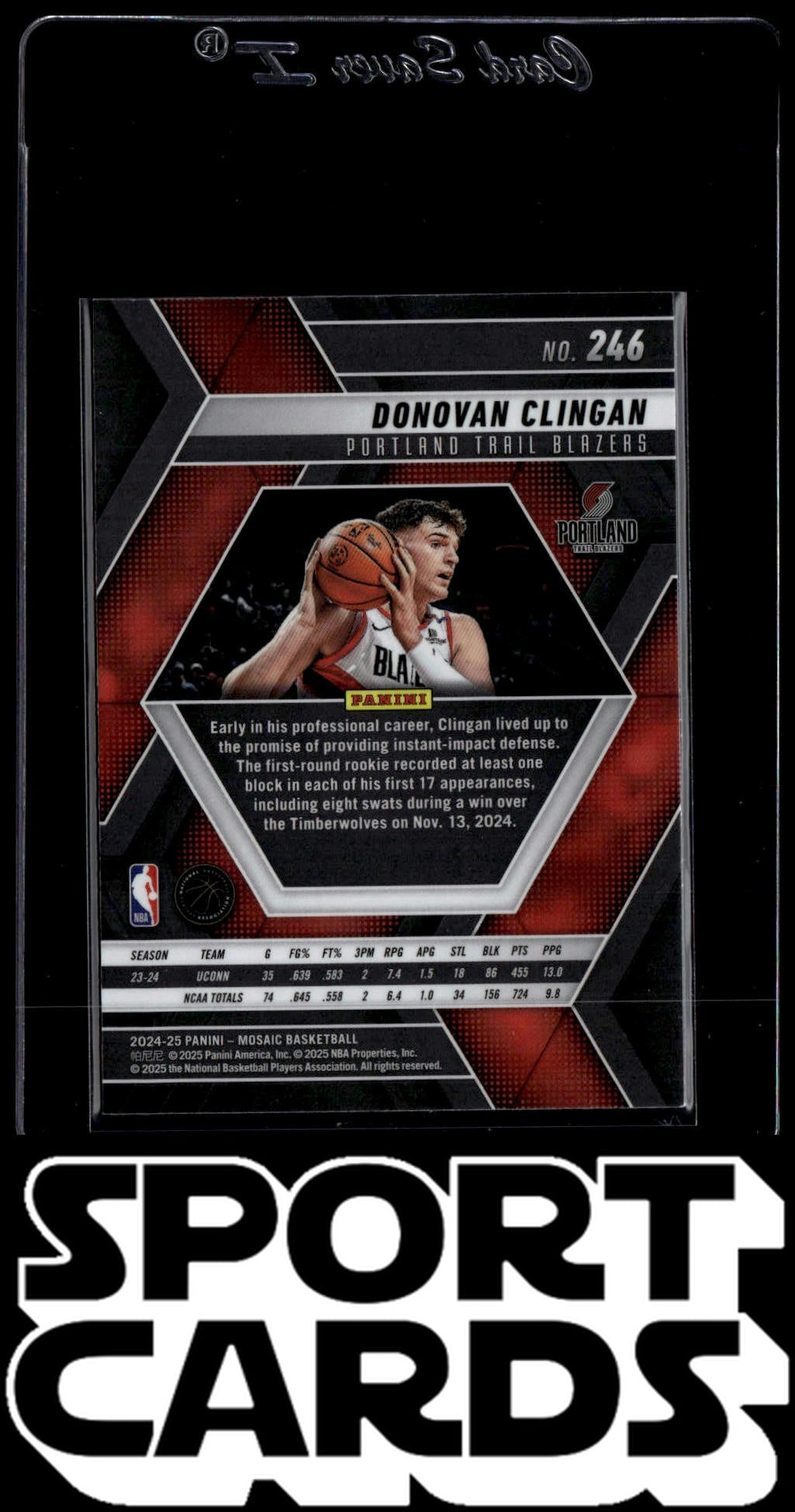 2024-25 Panini Mosaic #246 Donovan Clingan SportCards.com