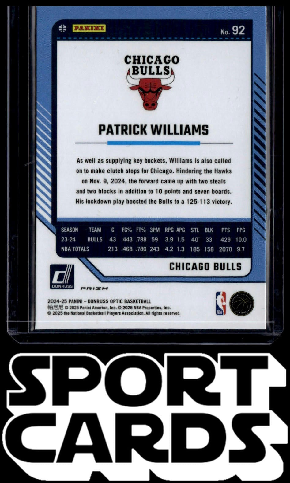 2024-25 Donruss Optic #92 Patrick Williams Photon SportCards.com