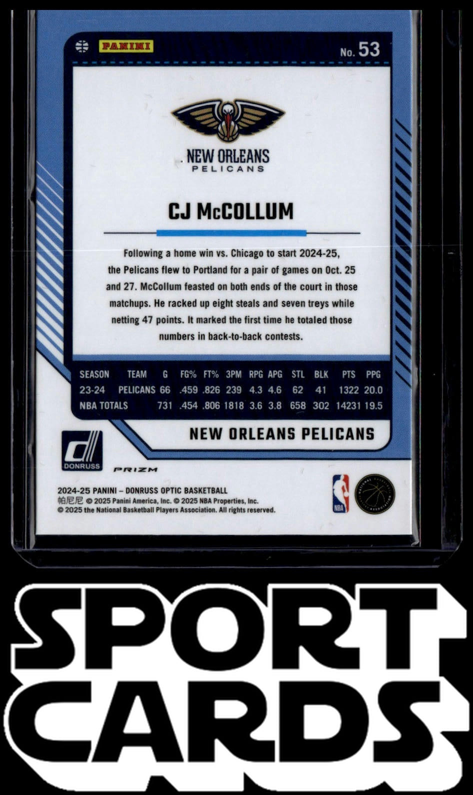 2024-25 Donruss Optic #53 CJ McCollum Jazz SportCards.com