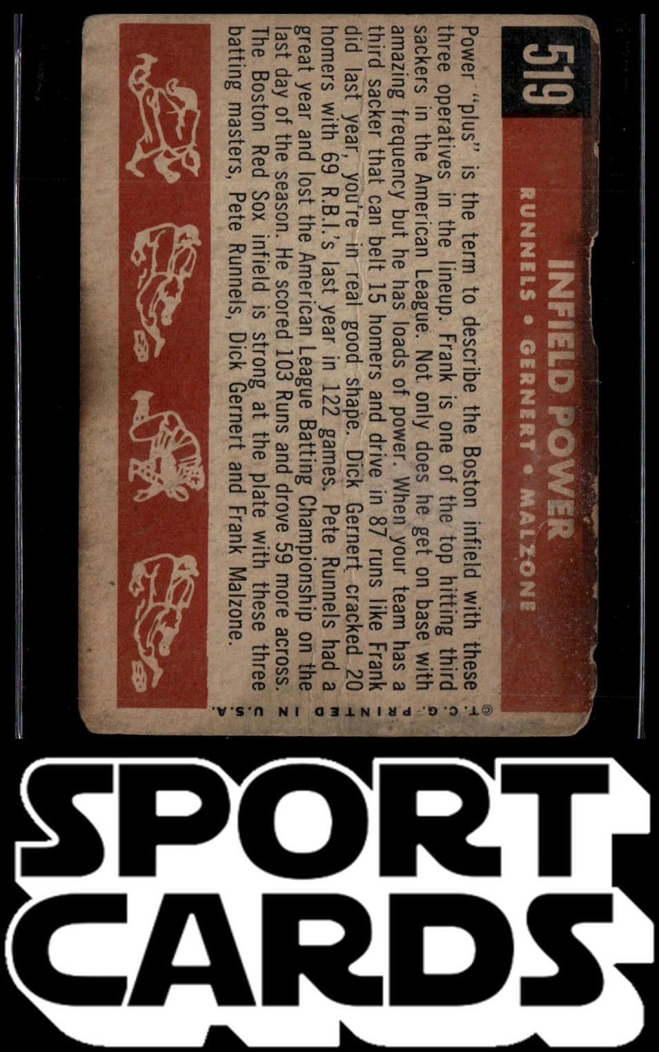 1959 Topps #519 Infield Power (Pete Runnells / Dick Gernert / Frank Malzone)