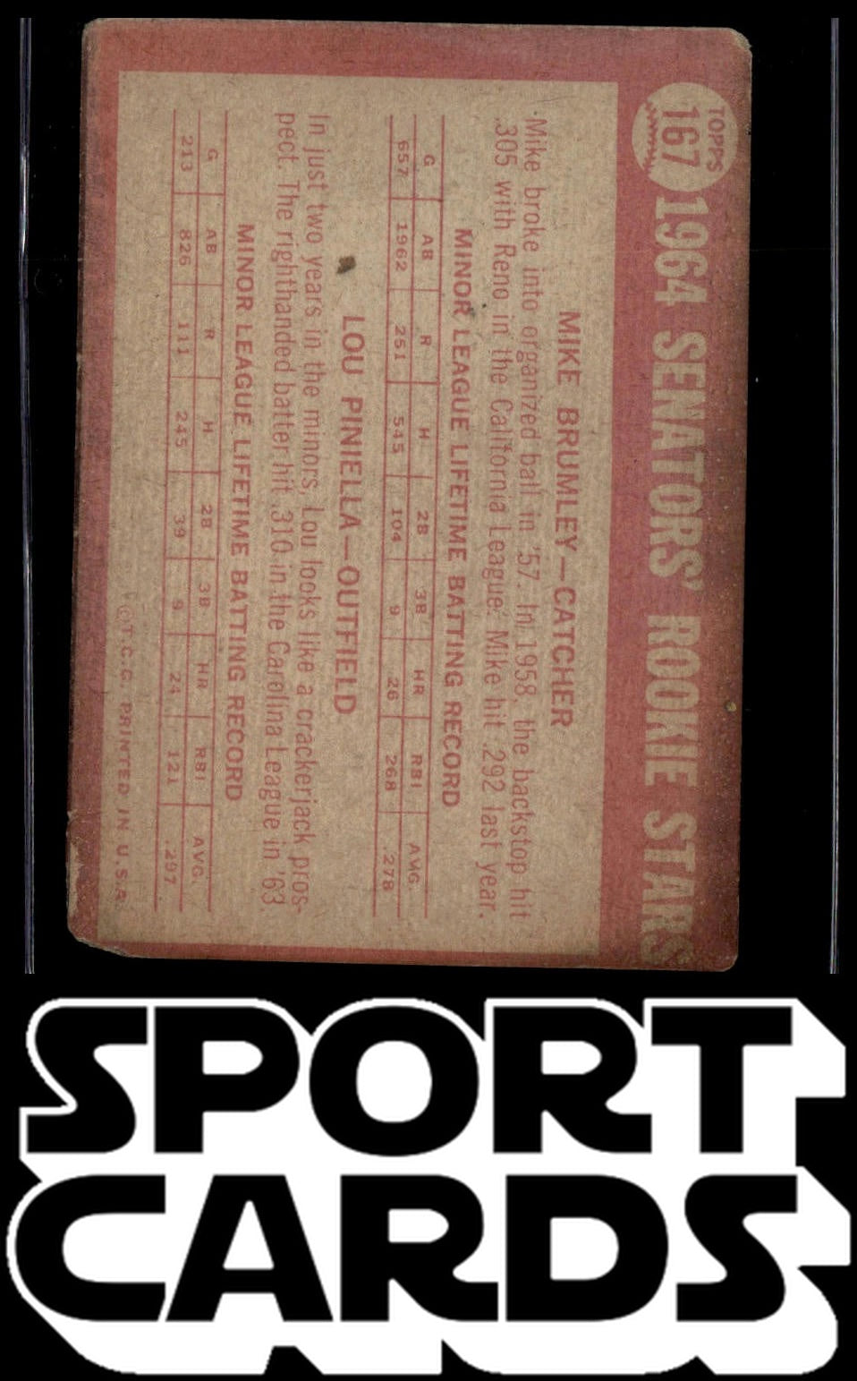 1964 Topps #167 Senators 1964 Rookie Stars Mike Brumley / Lou Piniella