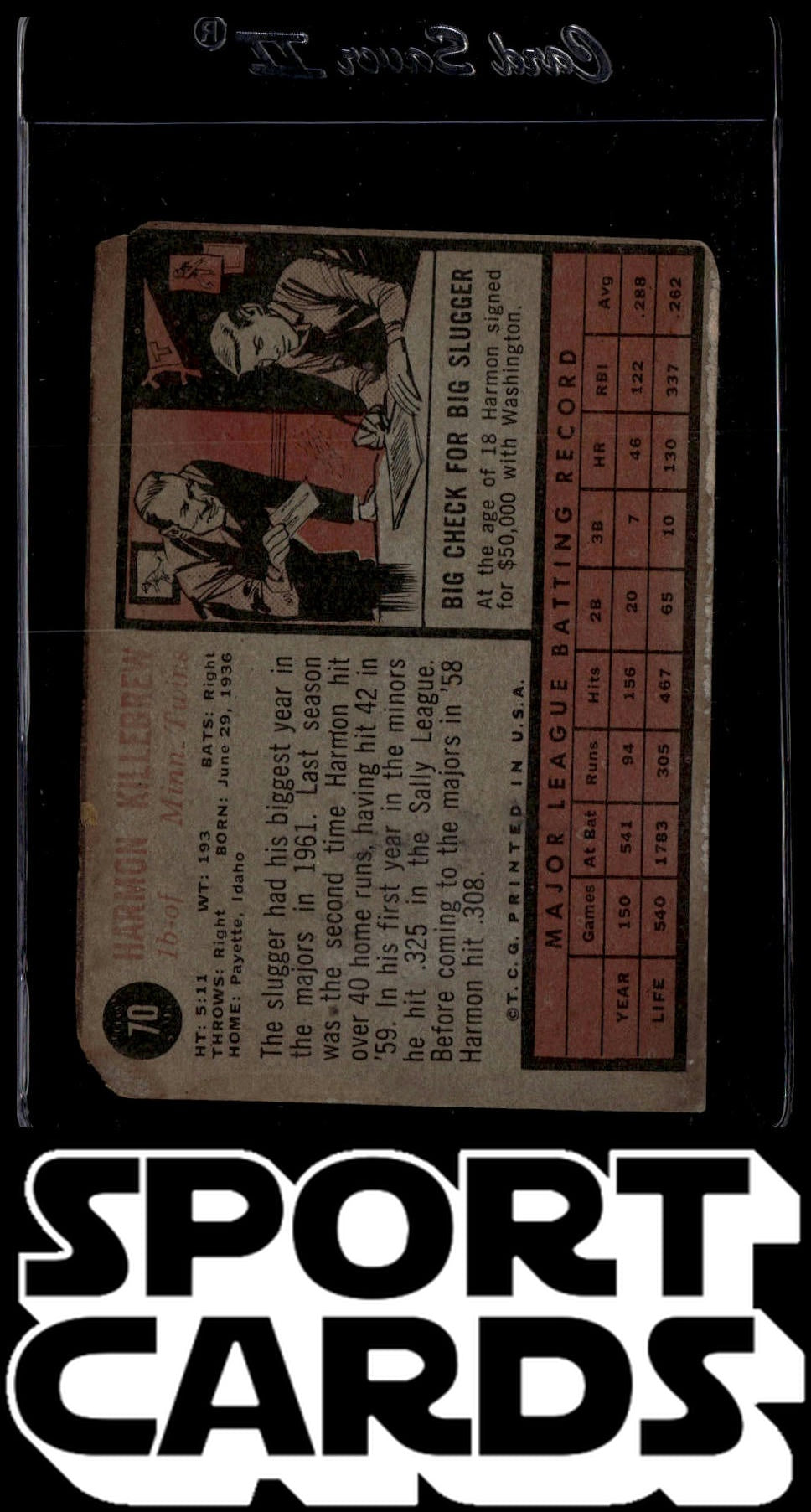 1962 Topps #70 Harmon Killebrew SportCards.com