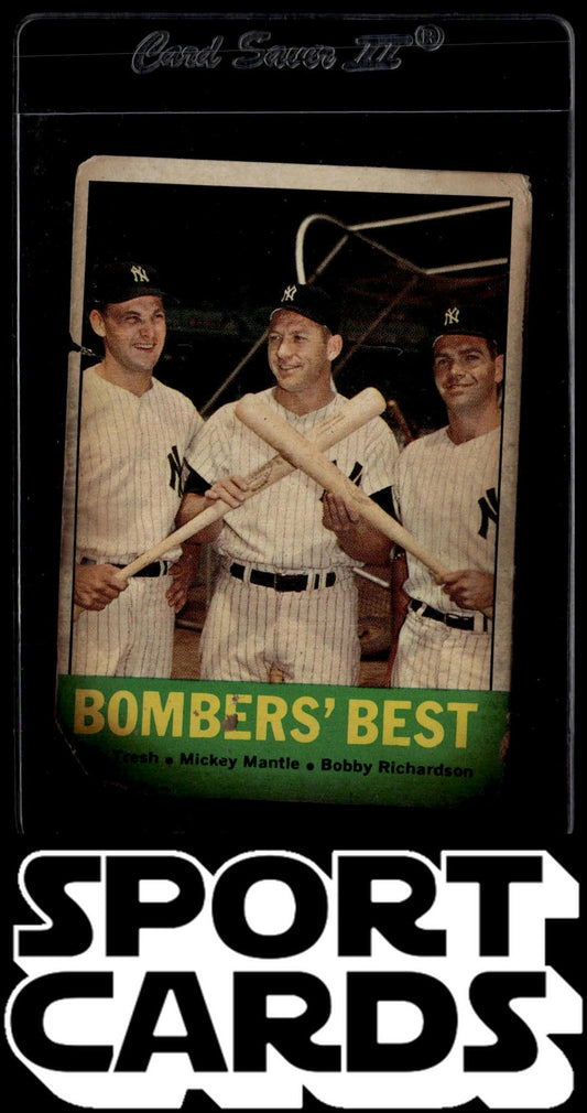 1963 Topps #173a Bomber's Best (Mickey Mantle / Bobby Richardson / Tom Tresh)