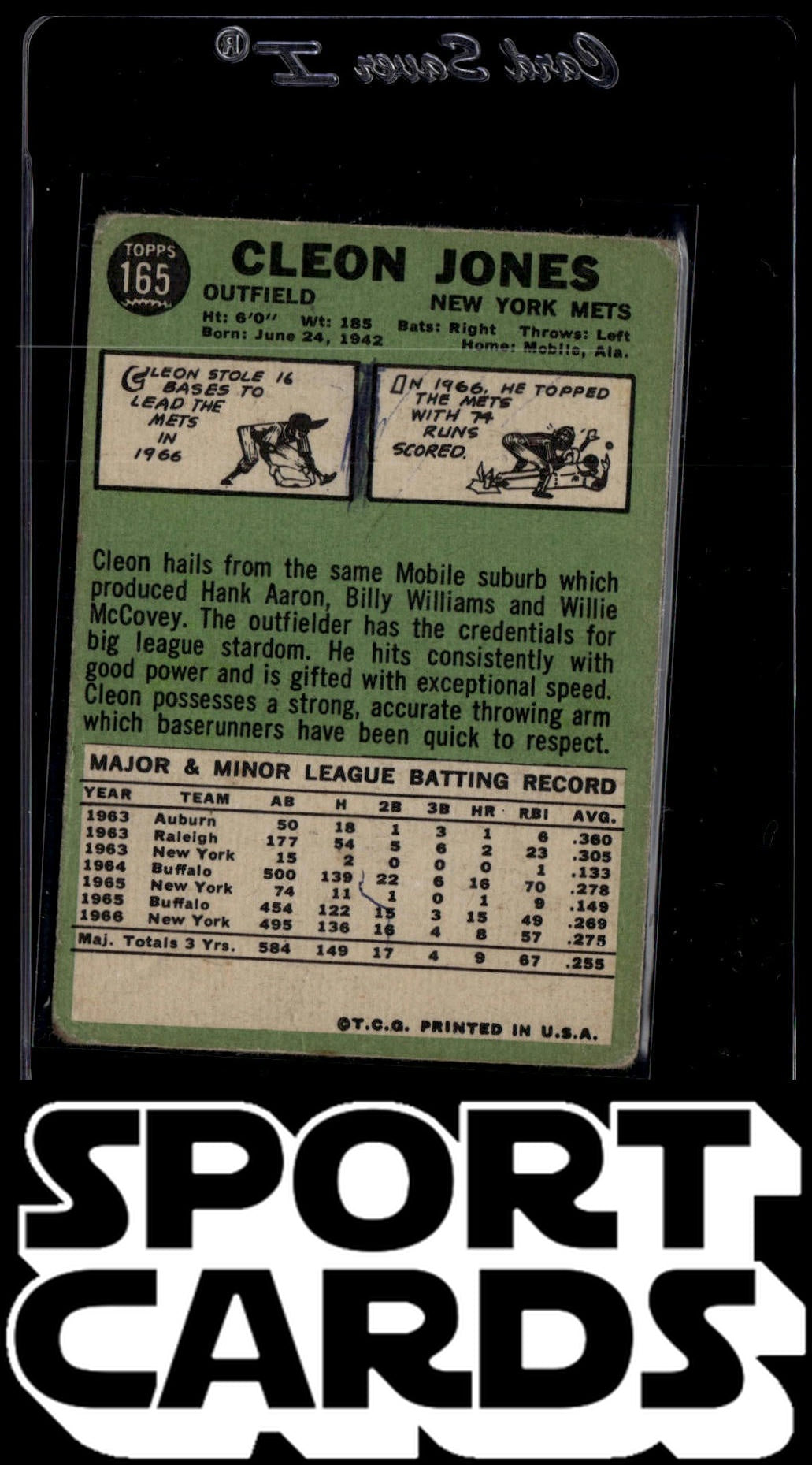 1967 Topps #165 Cleon Jones SportCards.com