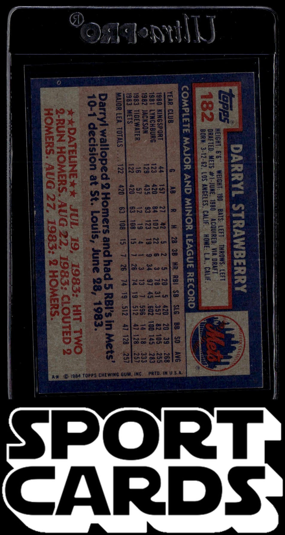 1984 Topps #182 Darryl Strawberry SportCards.com