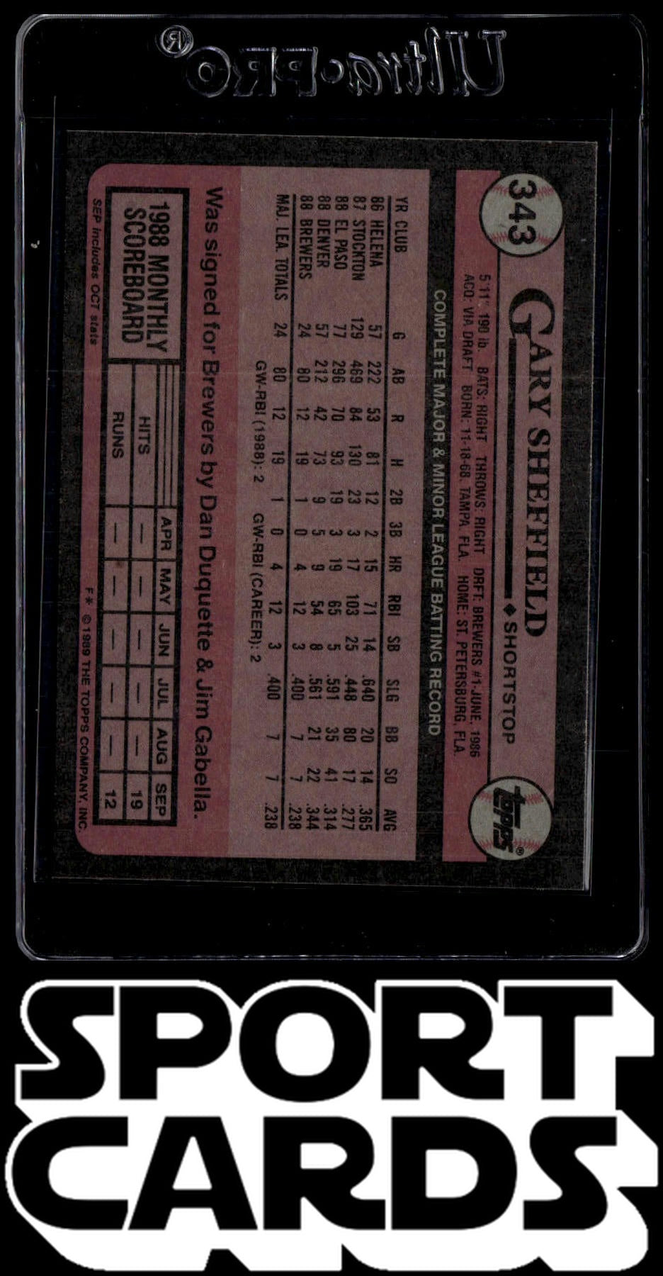 1989 Topps #343a Gary Sheffield SportCards.com
