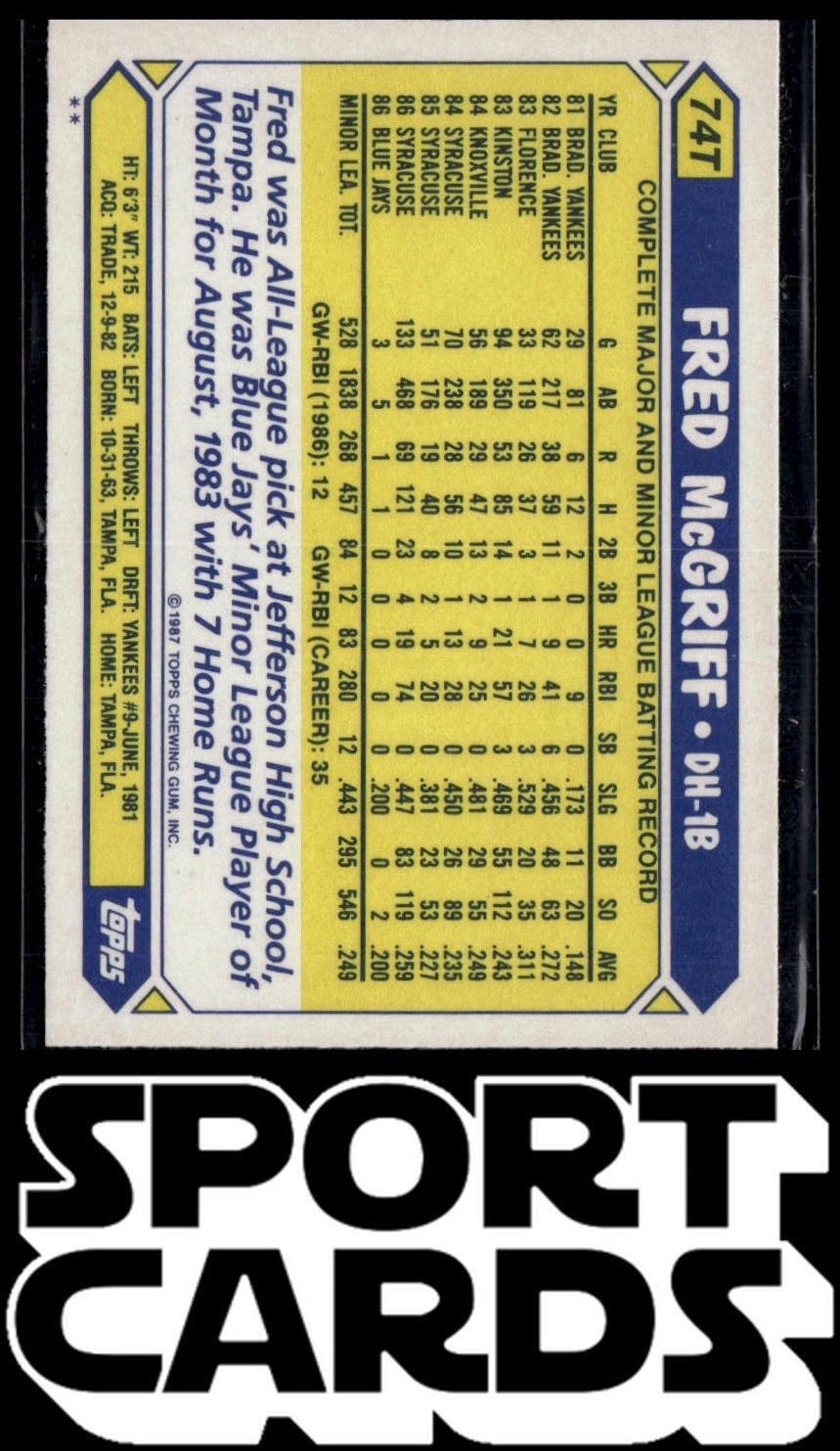 2001 Topps Traded & Rookies #T128 Fred McGriff SportCards.com