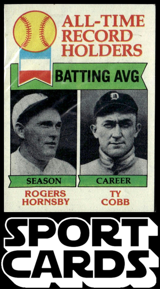 1979 Topps #414 All-Time Records: Batting Average (Rogers Hornsby / Ty Cobb)