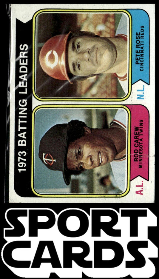 1974 Topps #201 1973 Batting Leaders (Rod Carew / Pete Rose) LL SportCards.com