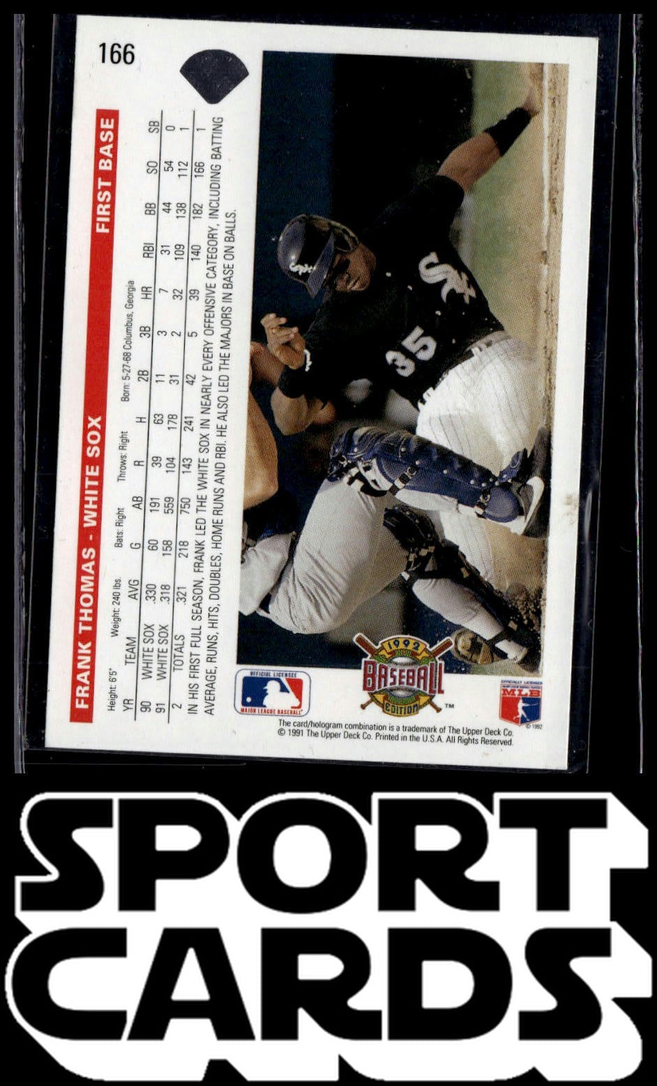1992 Upper Deck #166 Frank Thomas SportCards.com