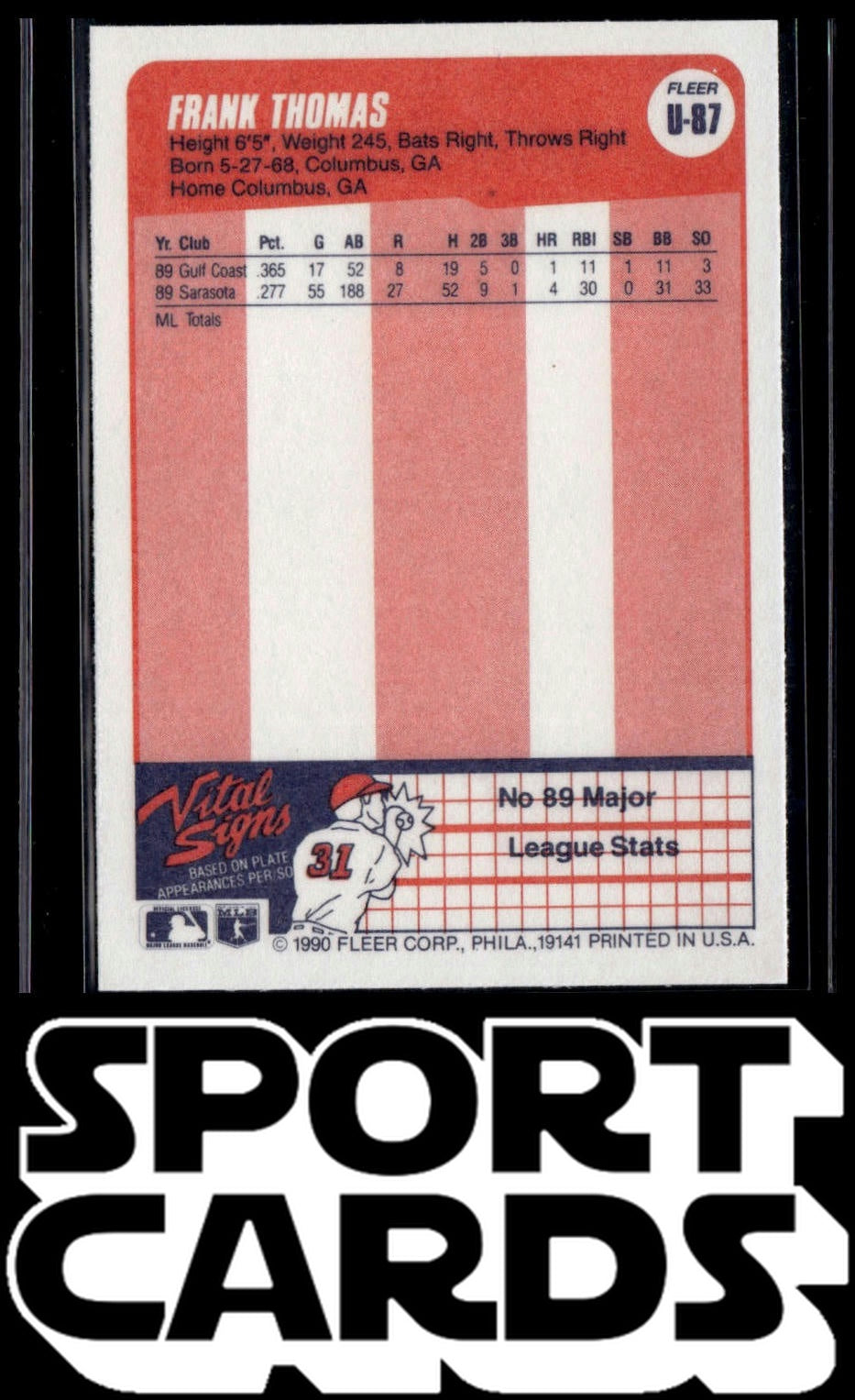 1990 Fleer Update #U-87 Frank Thomas SportCards.com