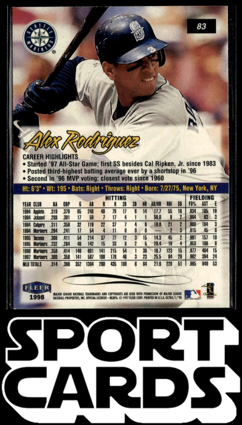 1998 Ultra #83 Alex Rodriguez SportCards.com