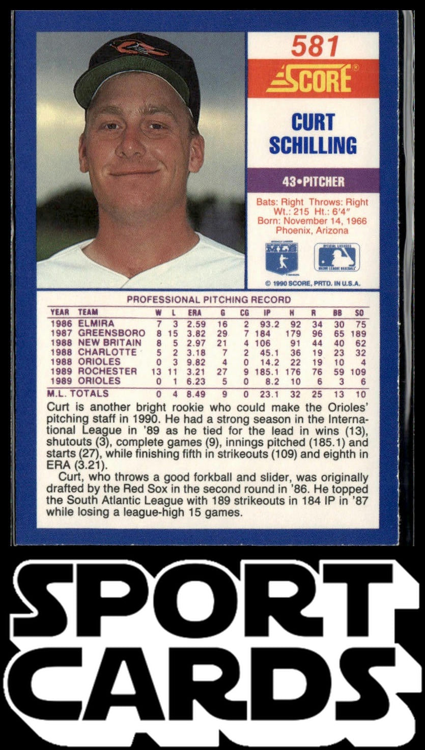 1990 Score #581 Curt Schilling SportCards.com