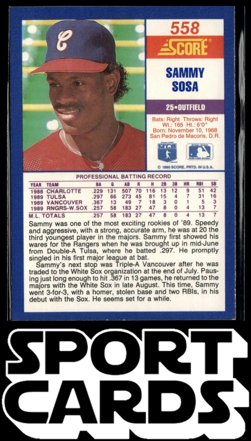 1990 Score #558 Sammy Sosa SportCards.com