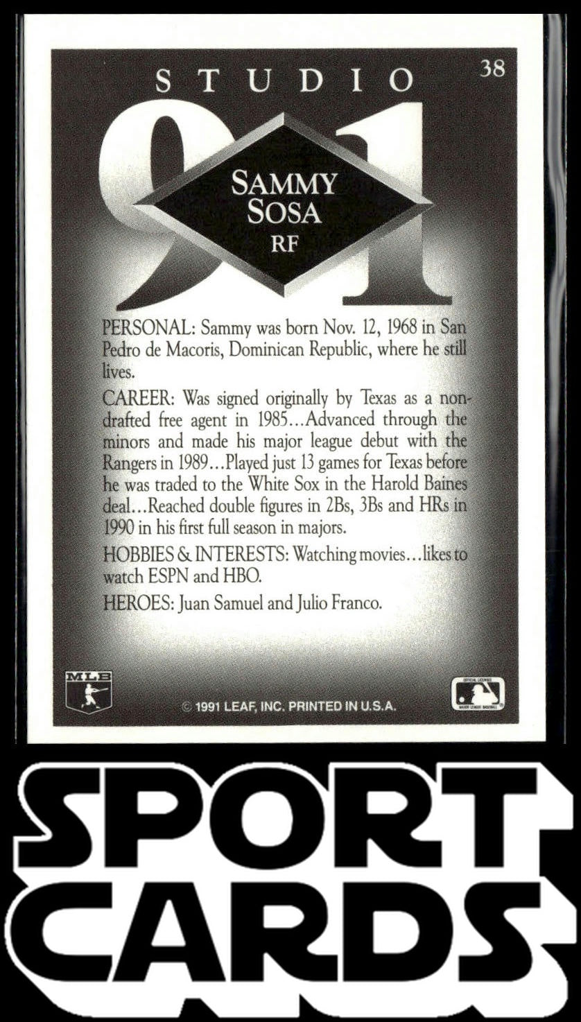 1991 Studio #38 Sammy Sosa SportCards.com