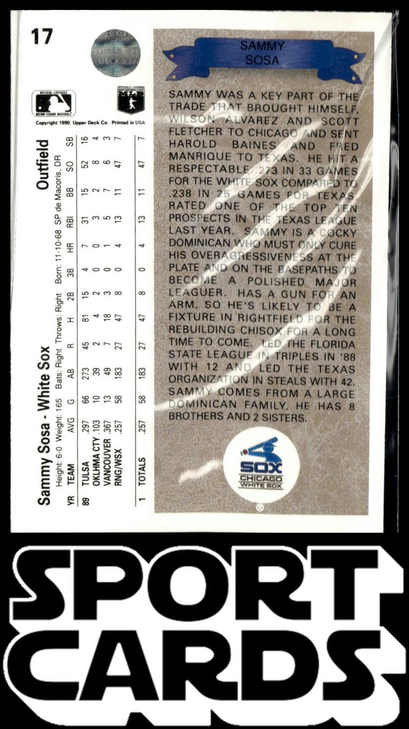 1990 Upper Deck #17 Sammy Sosa SportCards.com