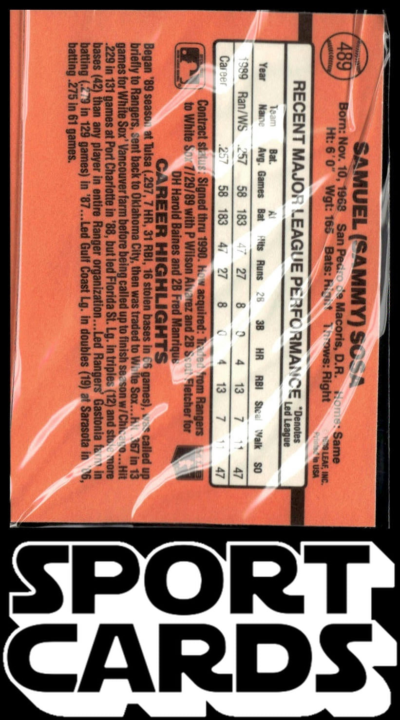1990 Donruss #489b Sammy Sosa SportCards.com
