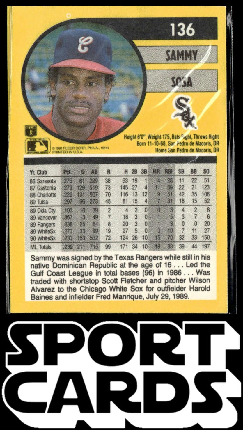 1991 Fleer #136 Sammy Sosa SportCards.com