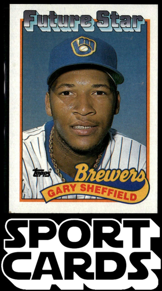 1989 Topps #343b Gary Sheffield Larger gap between hat and Future Stars