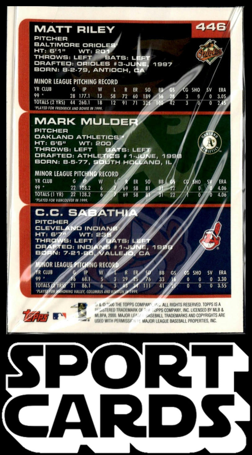 2000 Topps #446 Matt Riley / Mark Mulder / CC Sabathia PROS SportCards.com