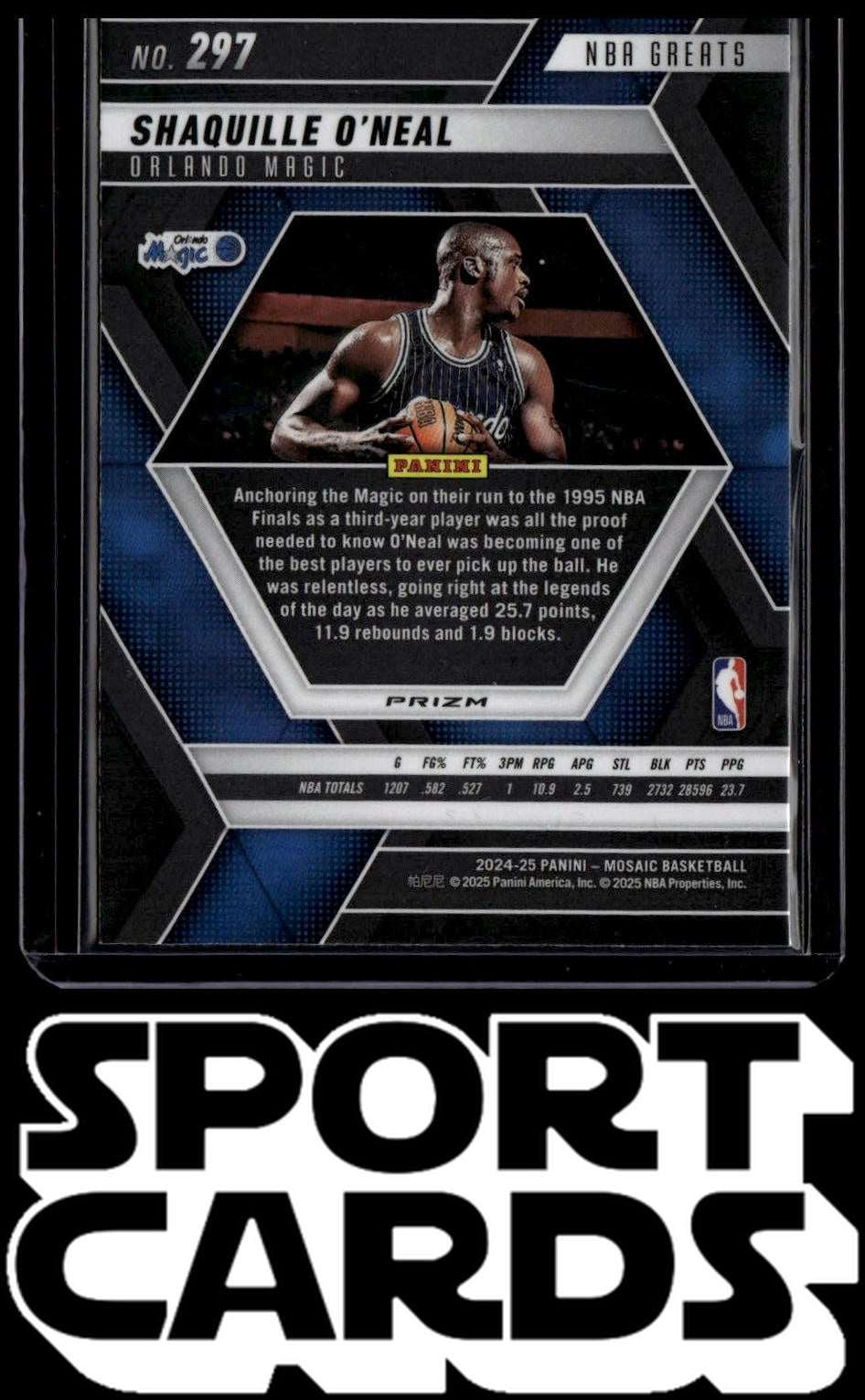 2024-25 Panini Mosaic #297 Shaquille O'Neal Reactive Blue Mosaic SportCards.com