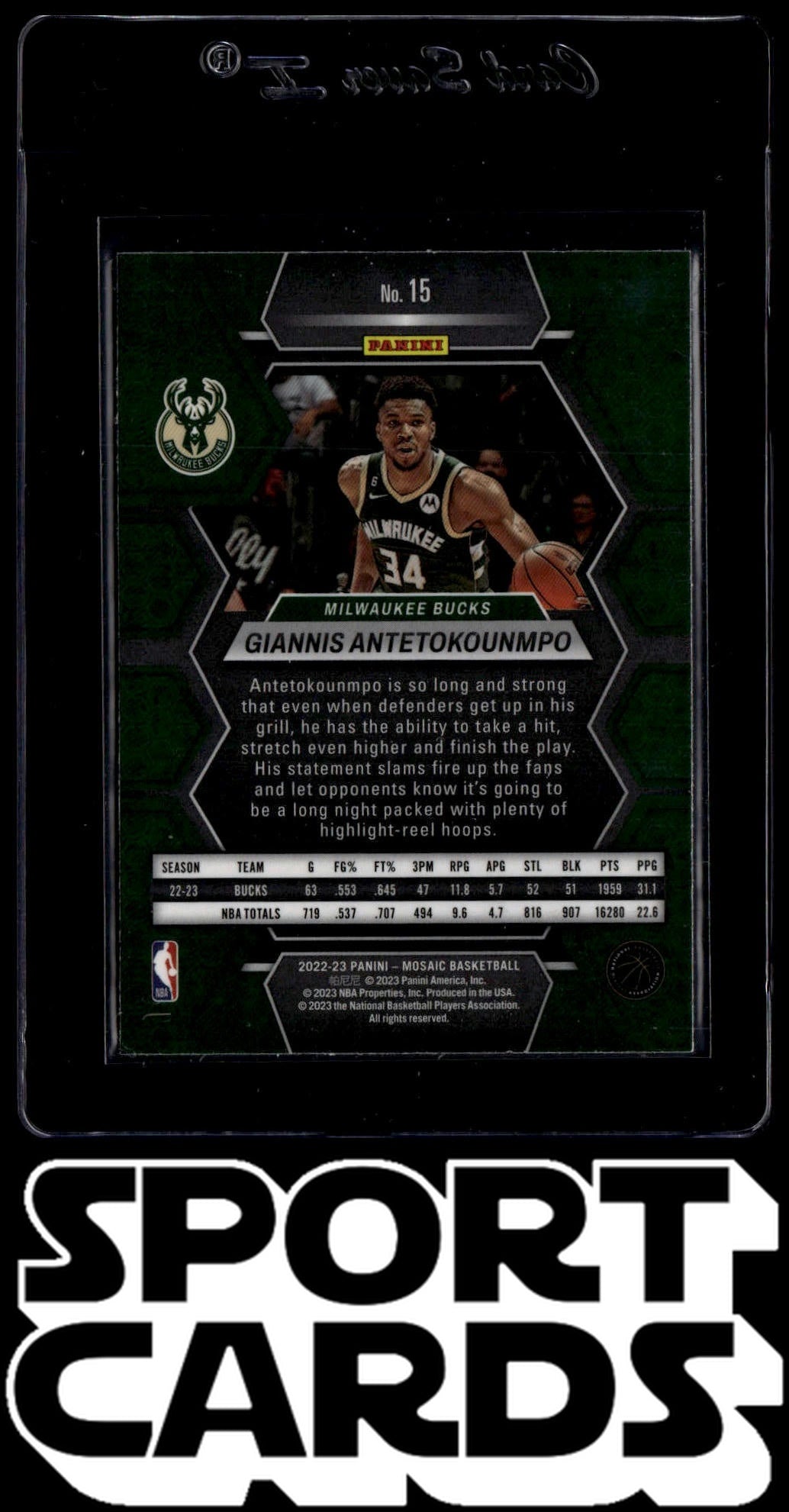 2022-23 Panini Mosaic #15 Giannis Antetokounmpo SportCards.com