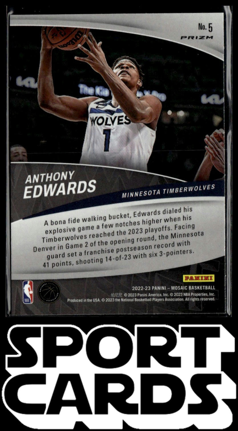 2022-23 Panini Mosaic #5 Anthony Edwards Elevate SportCards.com
