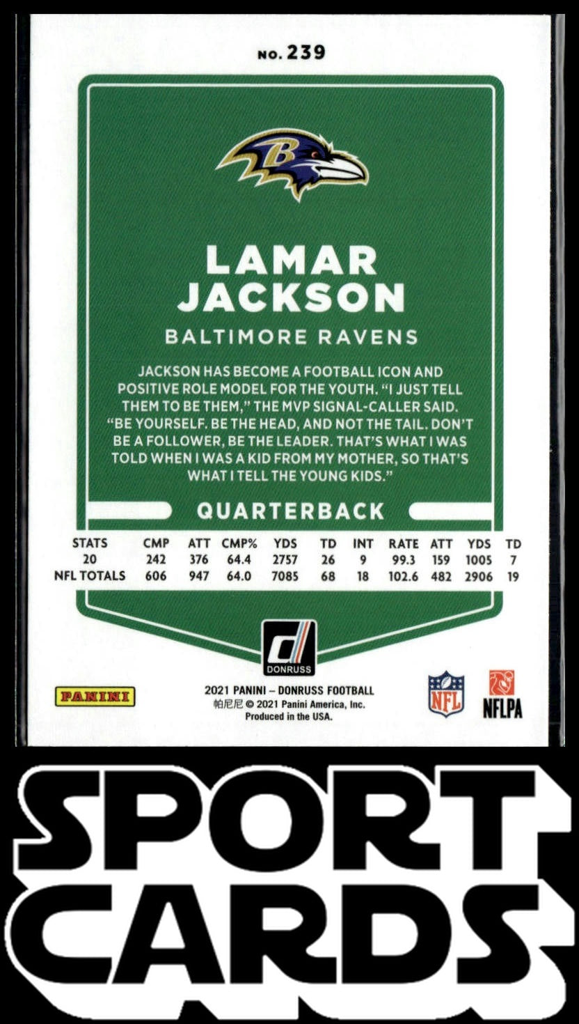2021 Donruss #239 Lamar Jackson SportCards.com