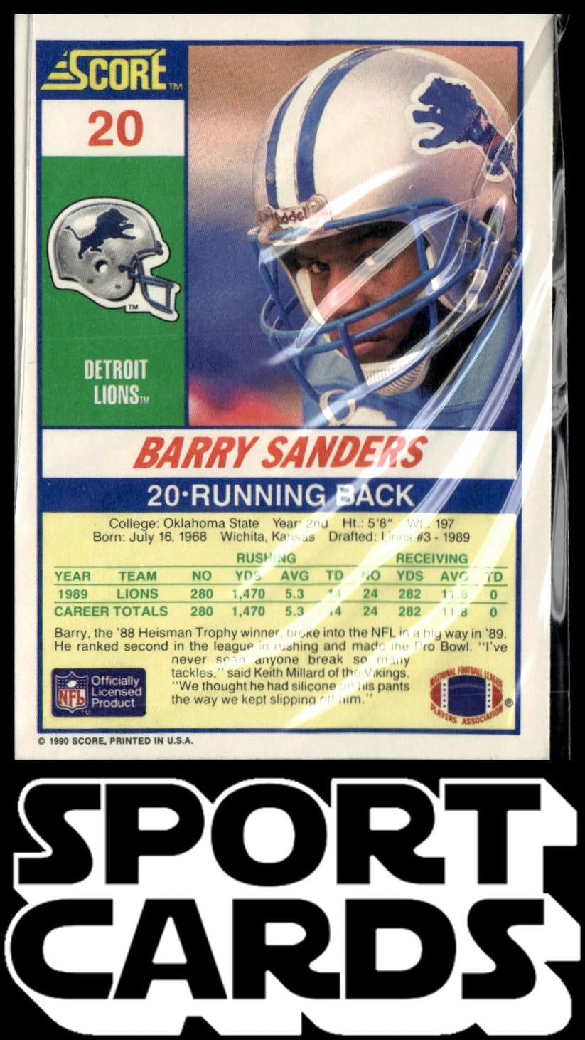1990 Score #20 Barry Sanders SportCards.com