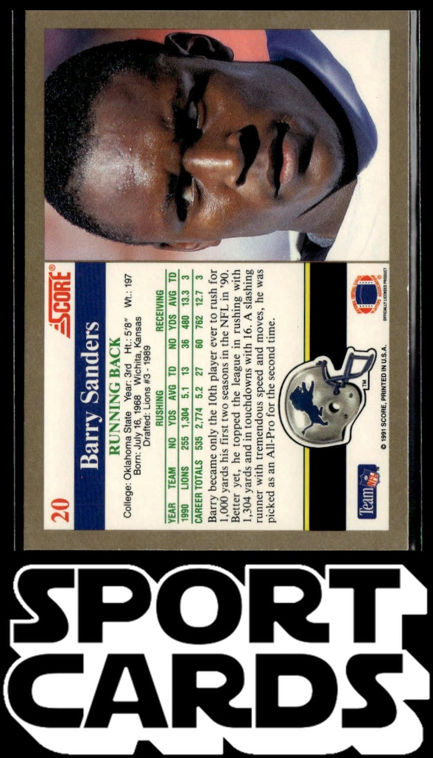 1991 Score #20 Barry Sanders SportCards.com