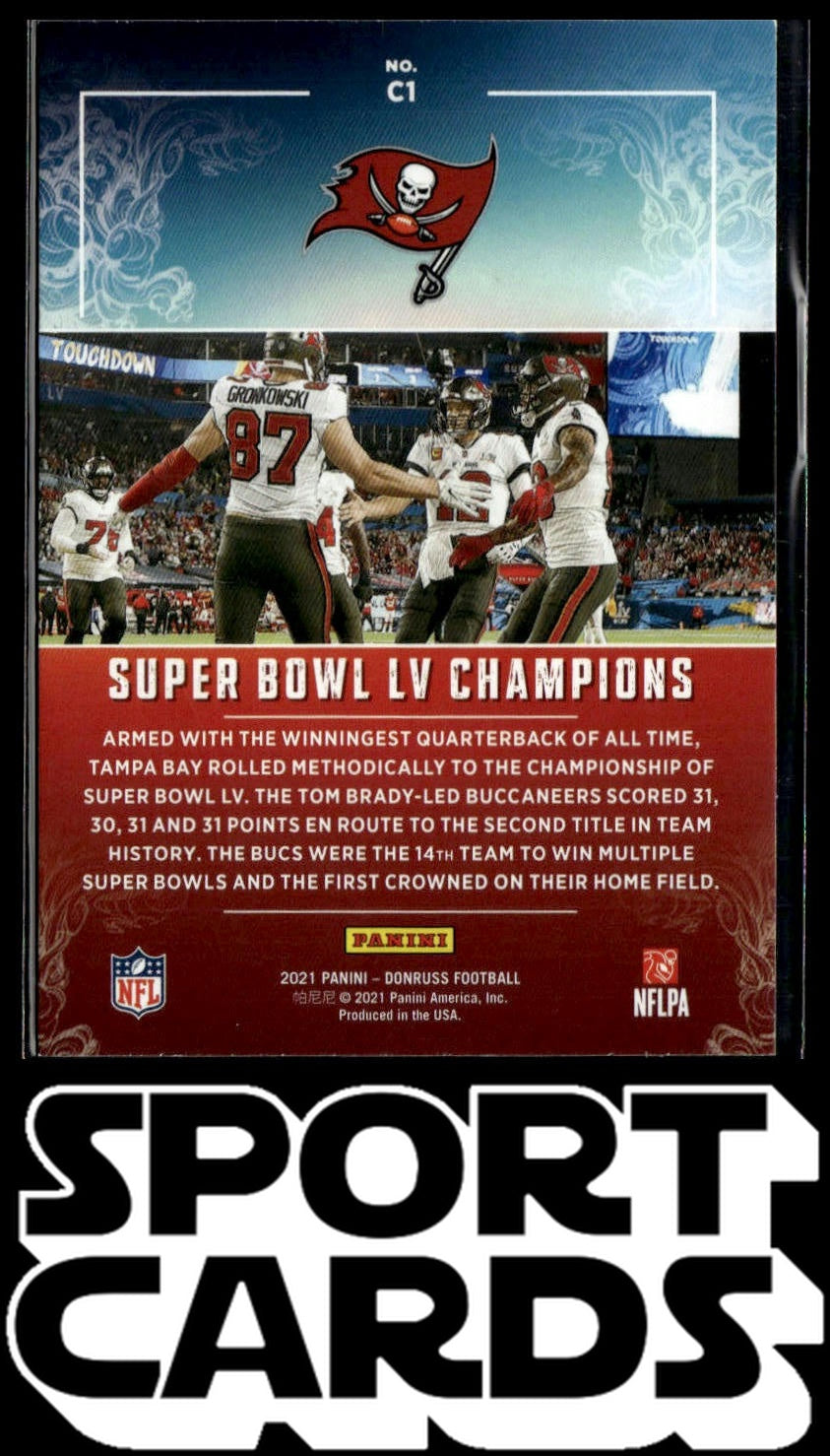 2021 Donruss #C1 Tampa Bay Buccaneers Champions SportCards.com