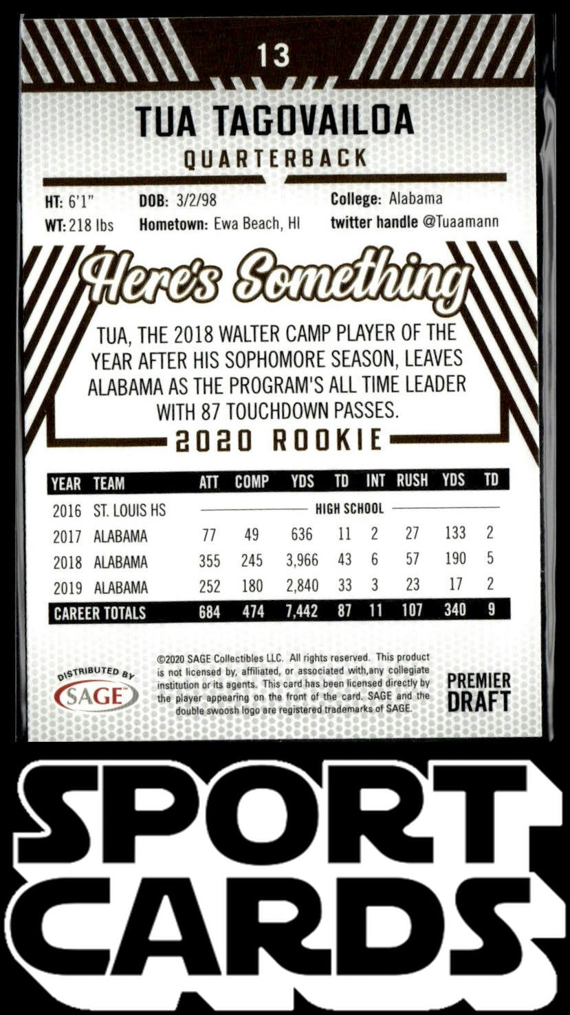 2020 SAGE HIT #13 Tua Tagovailoa SportCards.com