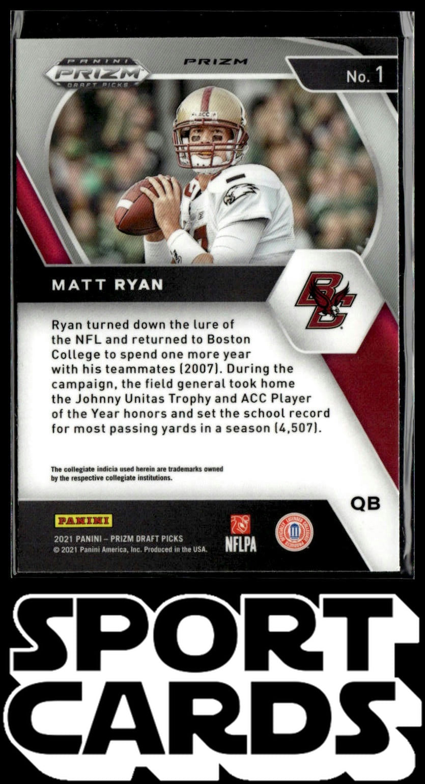 2021 Panini Prizm Draft Picks Collegiate #1 Matt Ryan Green SportCards.com
