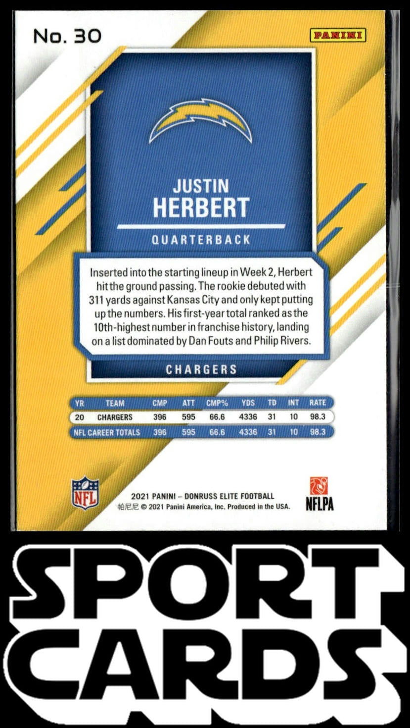 2021 Donruss Elite #30 Justin Herbert SportCards.com