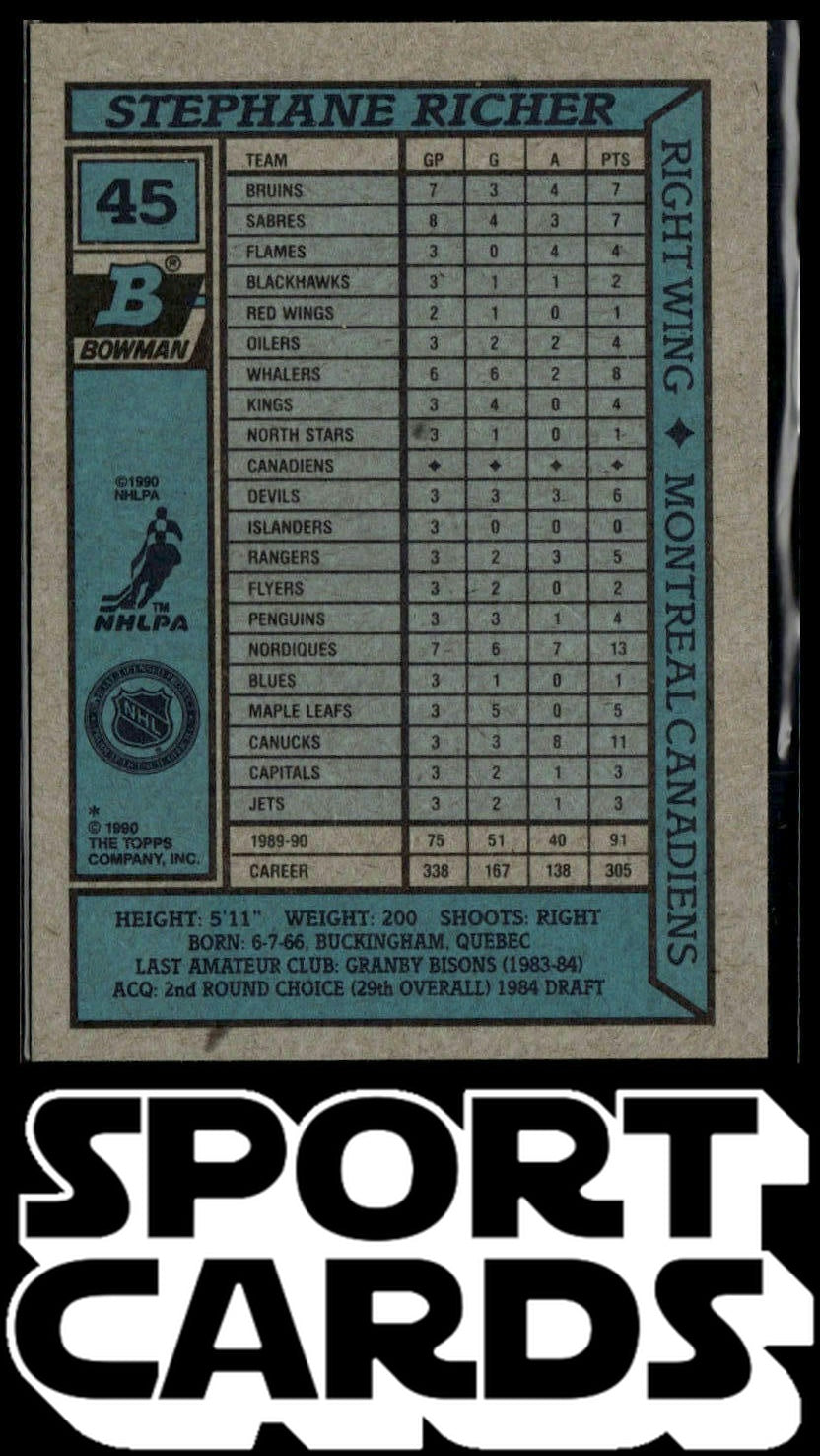 1990-91 Bowman #45 Stephane Richer SportCards.com