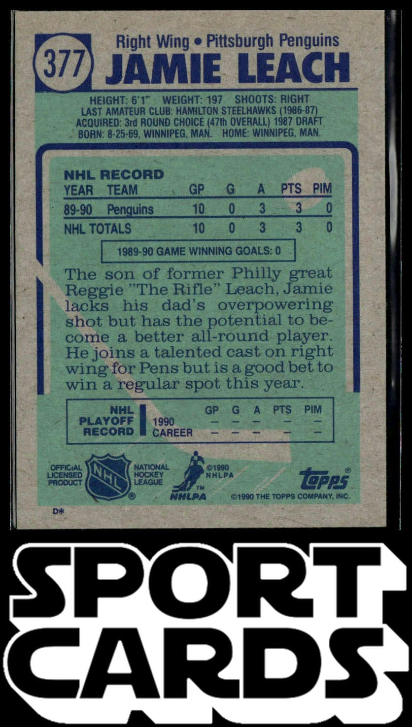 1990-91 Topps #377a Jamie Leach SportCards.com