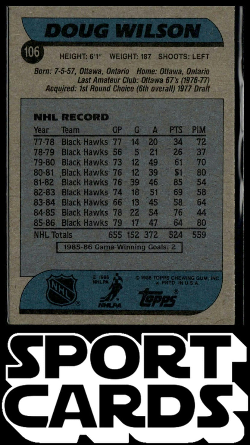 1986-87 Topps #106 Doug Wilson SportCards.com
