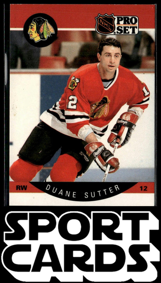 1990-91 Pro Set #61a Duane Sutter Retired stripe on front SportCards.com