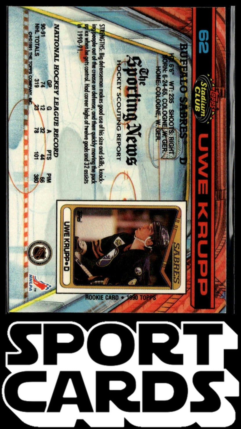 1991-92 Stadium Club #62 Uwe Krupp SportCards.com