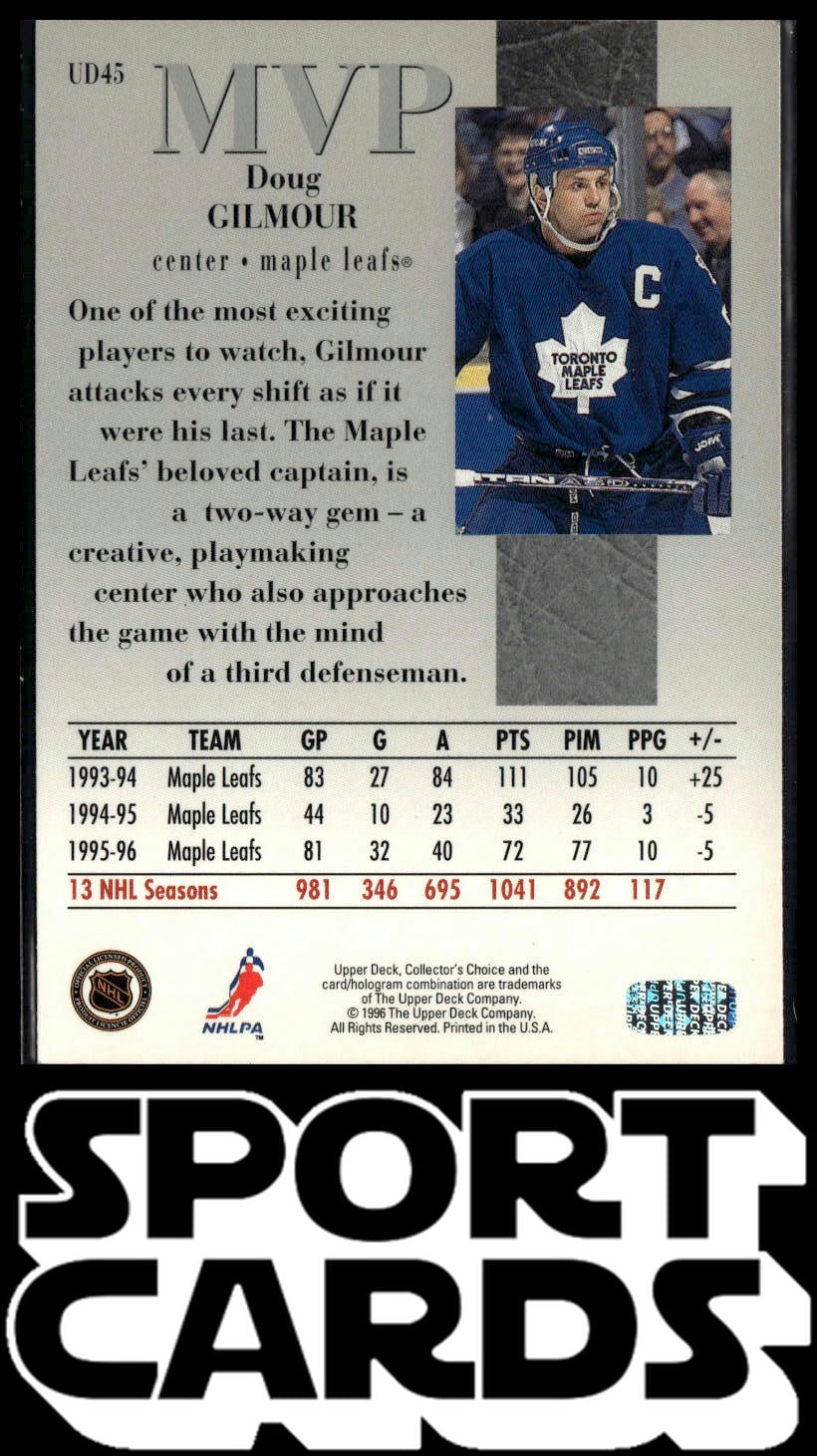 1996-97 Collector's Choice #UD45 Doug Gilmour Upper Deck MVP SportCards.com