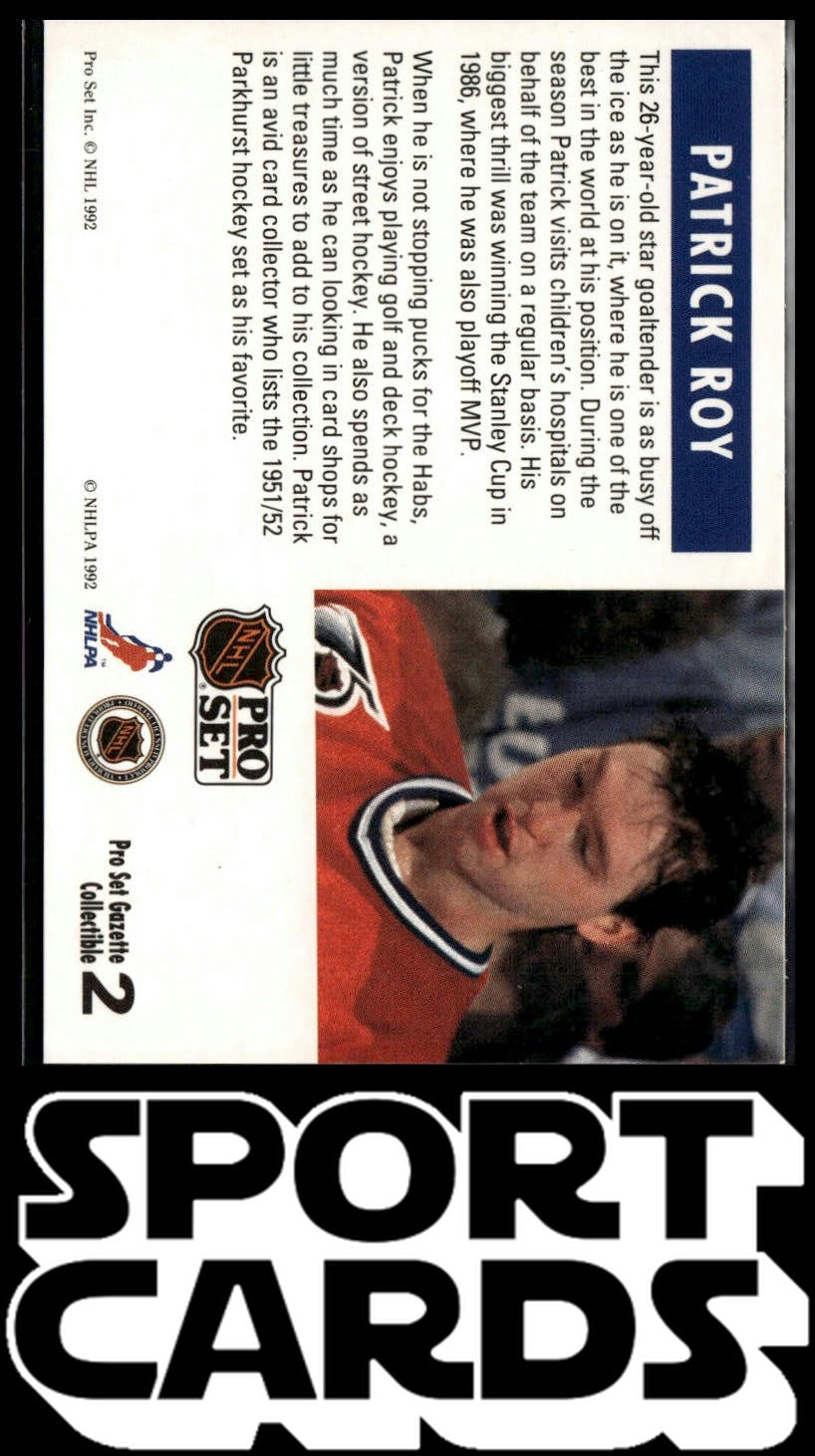 1991-92 Pro Set #2 Patrick Roy Gazette Magazine Promos SportCards.com