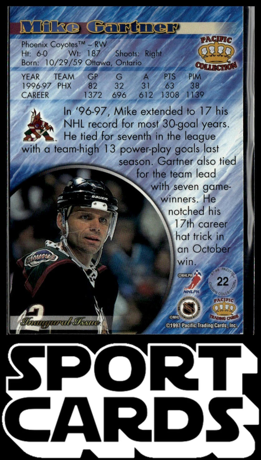 1997-98 Pacific Crown Collection #22 Mike Gartner Ice Blue SportCards.com