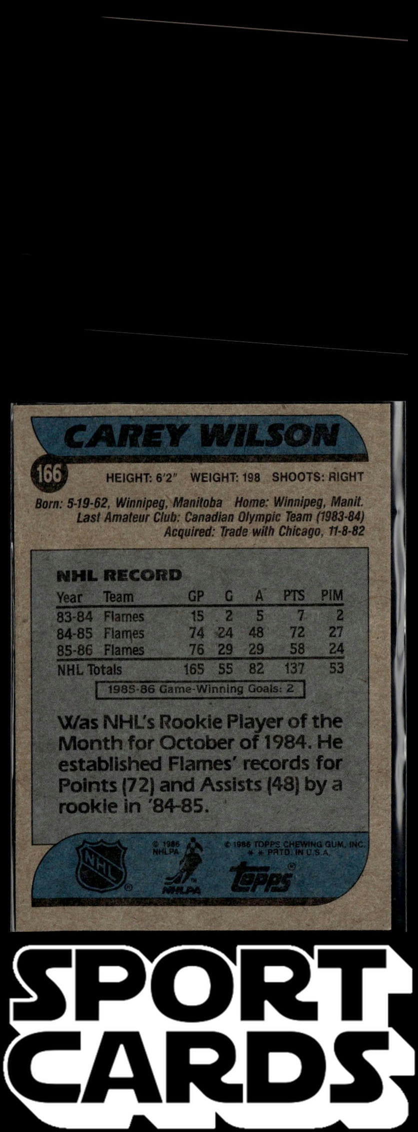 1986-87 Topps #166 Carey Wilson SportCards.com