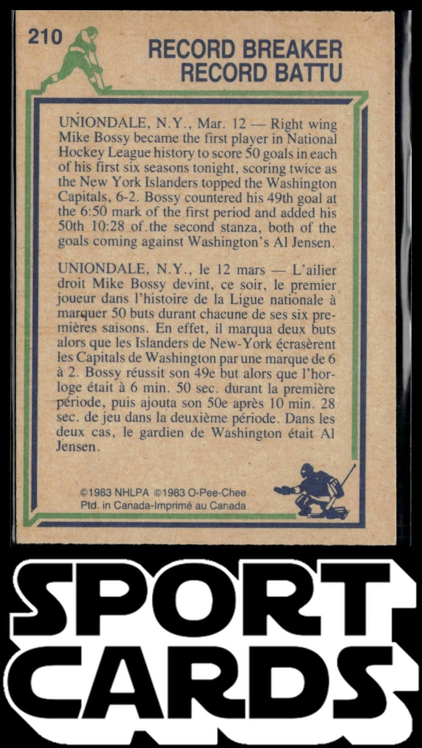 1983-84 O-Pee-Chee #210 Mike Bossy SportCards.com