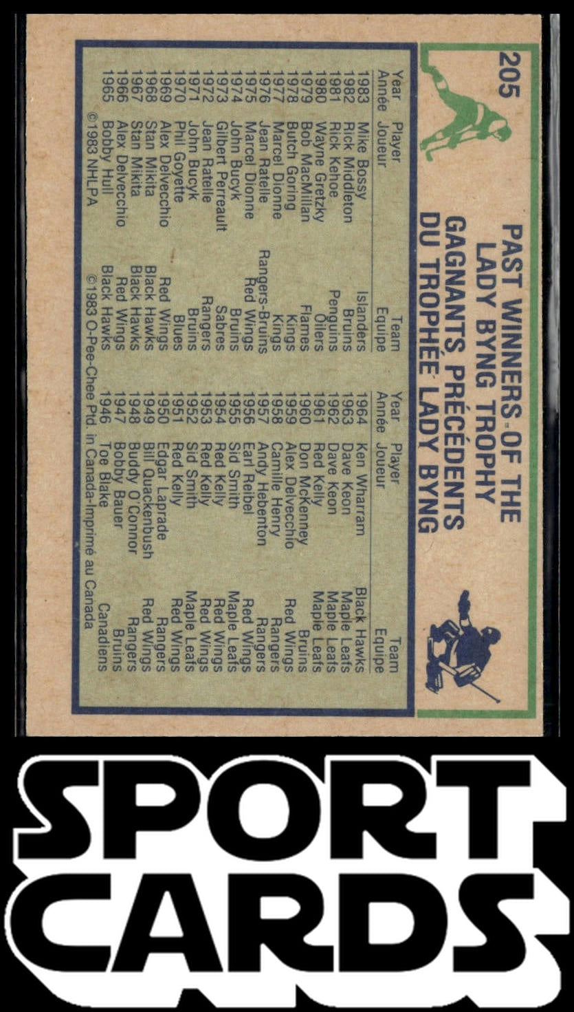 1983-84 O-Pee-Chee #205 Mike Bossy SportCards.com