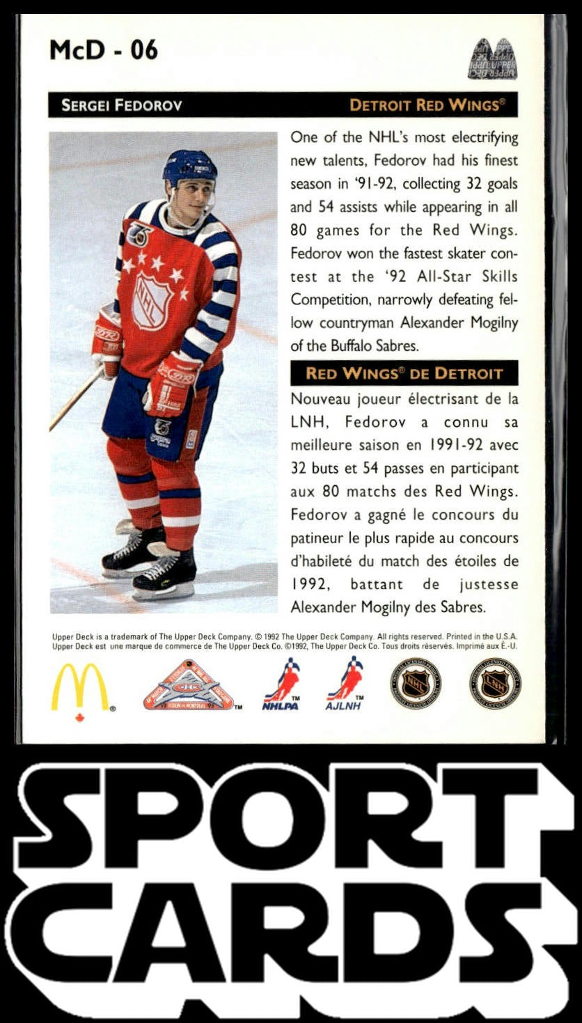 1992-93 Upper Deck McDonald's All-Stars #McD-06 Sergei Fedorov SportCards.com